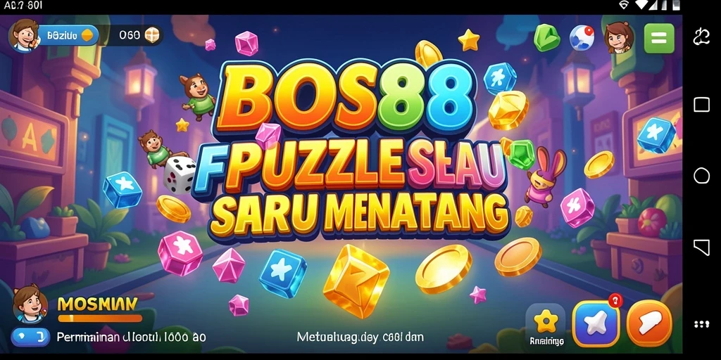 Tampilan gameplay Puzzle menantang di BOS88 yang penuh warna.
