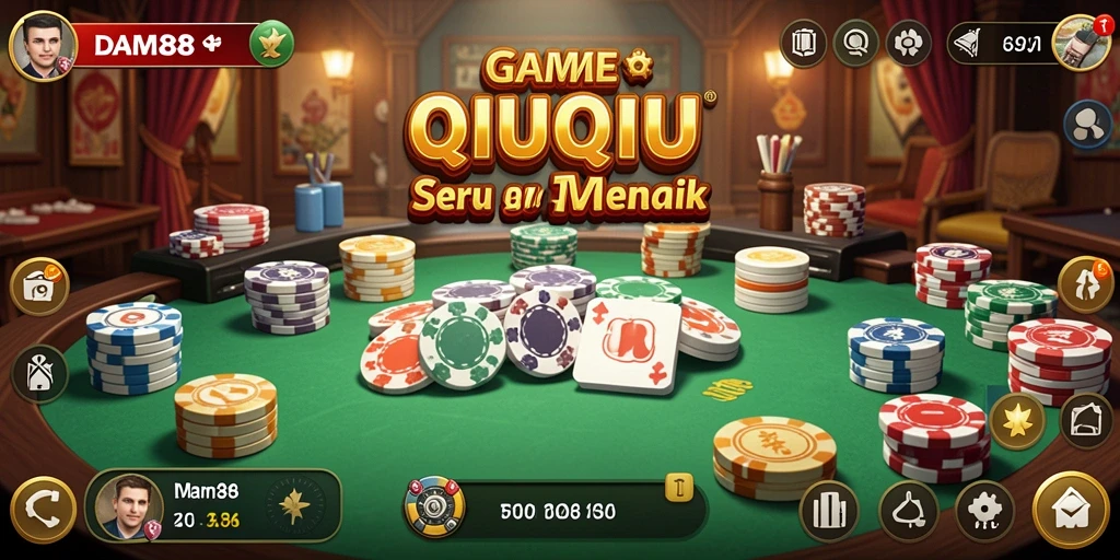 Screenshot utama menunjukkan aksi seru dalam permainan QiuQiu.