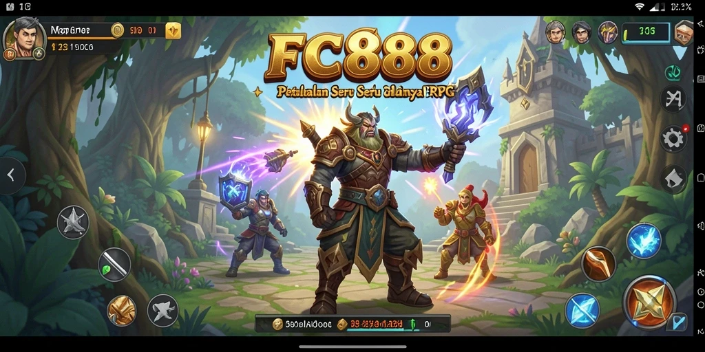 Tangkapan layar utama menunjukkan aksi RPG yang mendebarkan dalam FC888.