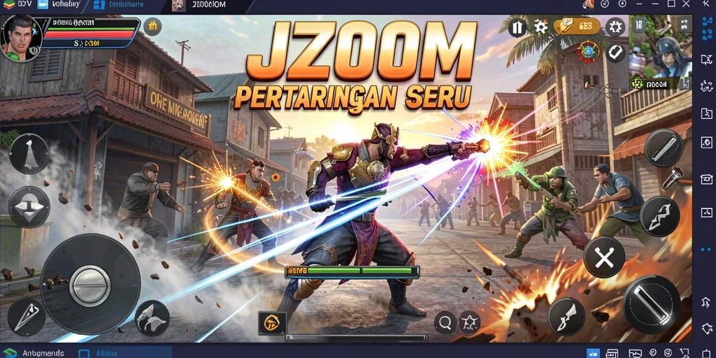 Screenshot J200M menampilkan momen aksi yang mendebarkan dalam permainan.