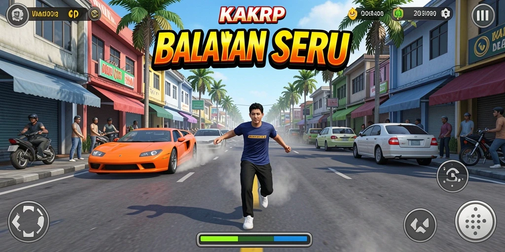 Gameplay KAKRP yang mendebarkan dalam suasana balapan.