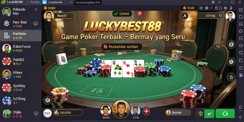 Tampilan gameplay seru di LUCKYBEST88 saat bermain Poker online.