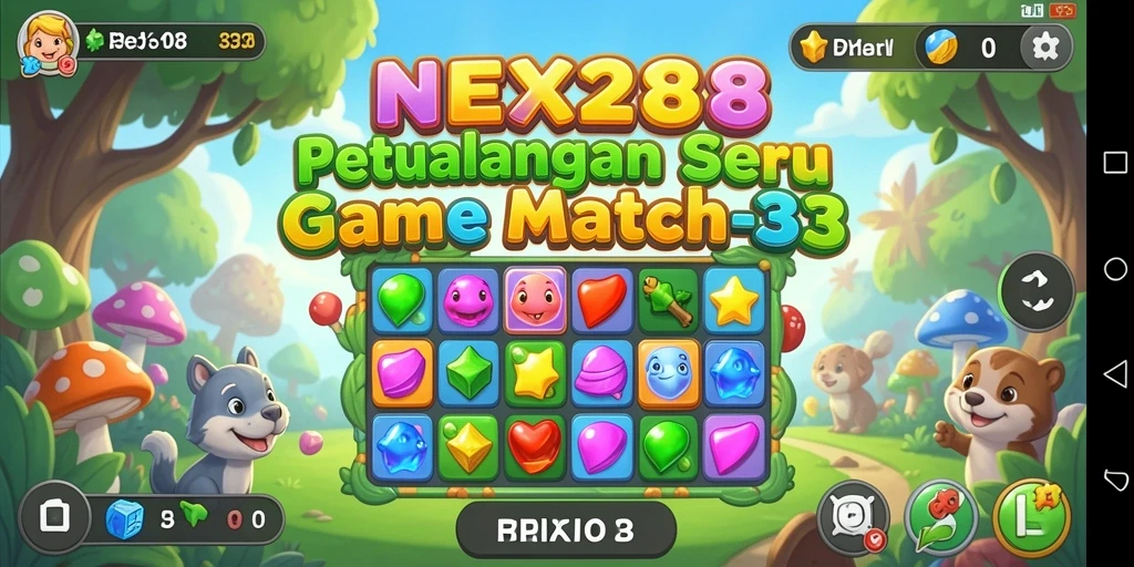 Screenshot menunjukkan momen seru dalam gameplay NEX288 Match-3.