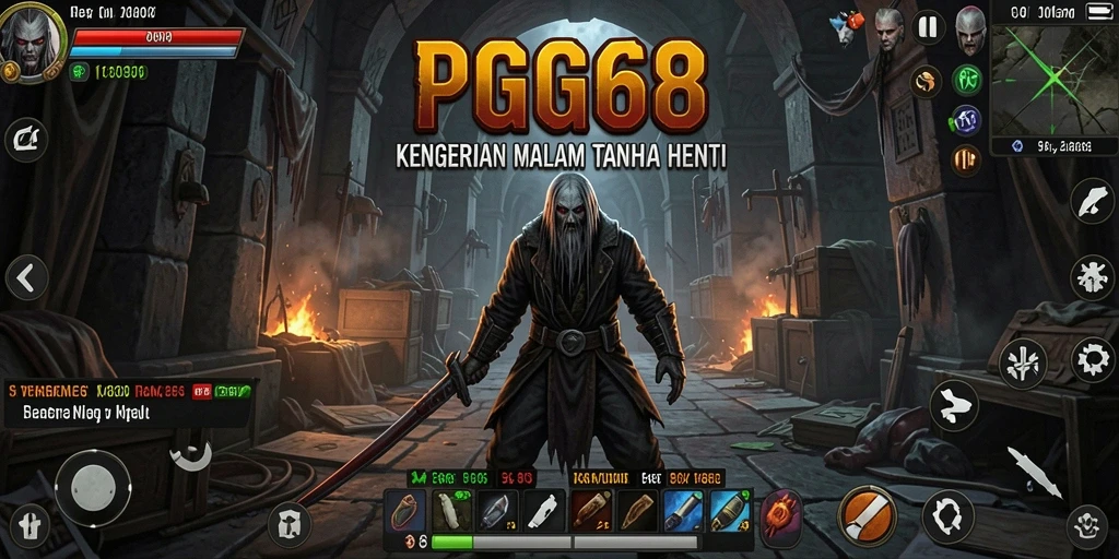Tangkapan layar menampilkan gameplay PGG68 yang mencekam di lingkungan kegelapan.