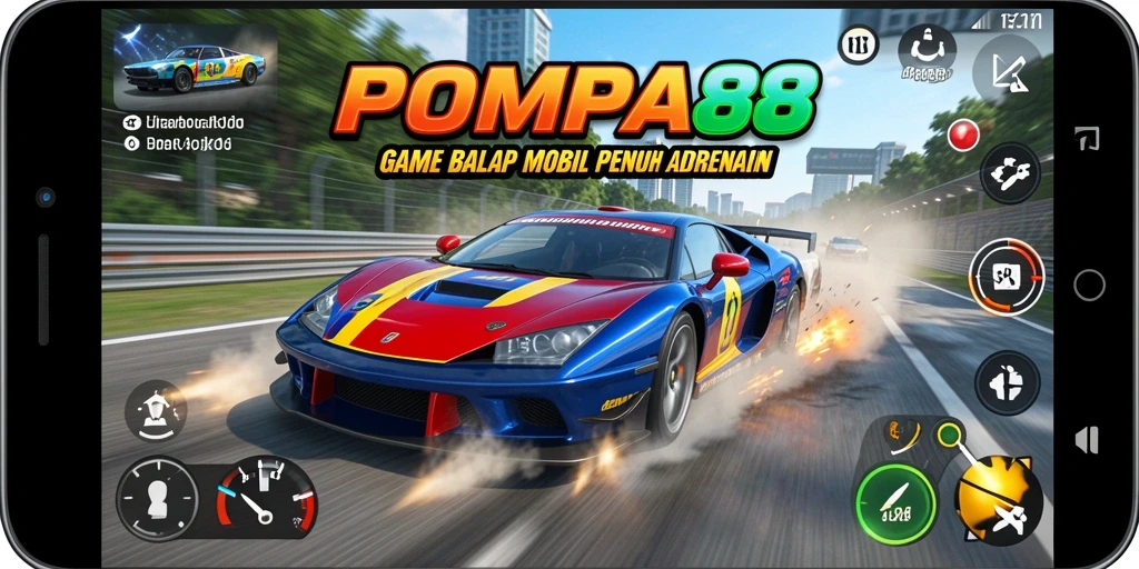 Tampilan gameplay seru POMPA88 yang penuh kecepatan.