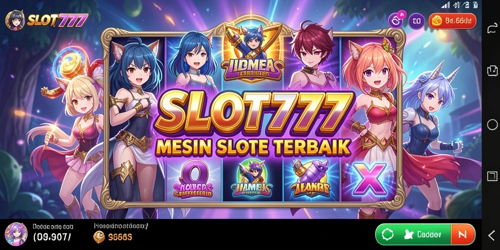 Tampilan gameplay SLOT777 dengan karakter Anime yang menarik.