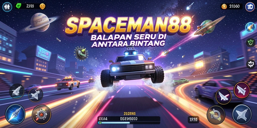 Screenshot gameplay SPACEMAN88 menampilkan balapan seru di luar angkasa.