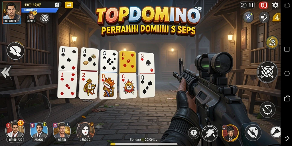 Tampilan gameplay seru dalam TOPDOMINO dengan aksi domino memukau.