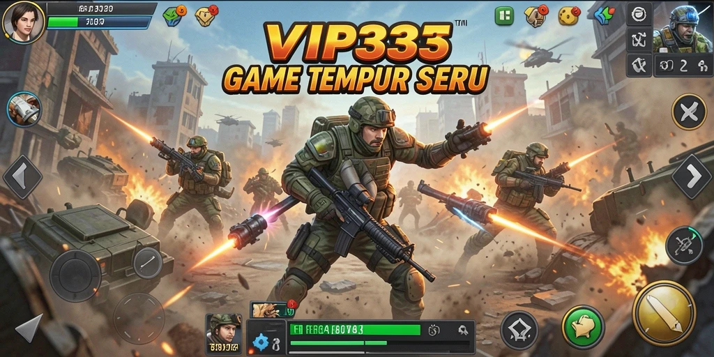 Screenshot gameplay VIP333 menampilkan pertempuran TPS yang mendebarkan.