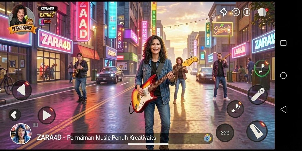 Screenshot ZARA4D menampilkan pemain menikmati pengalaman bermusik.